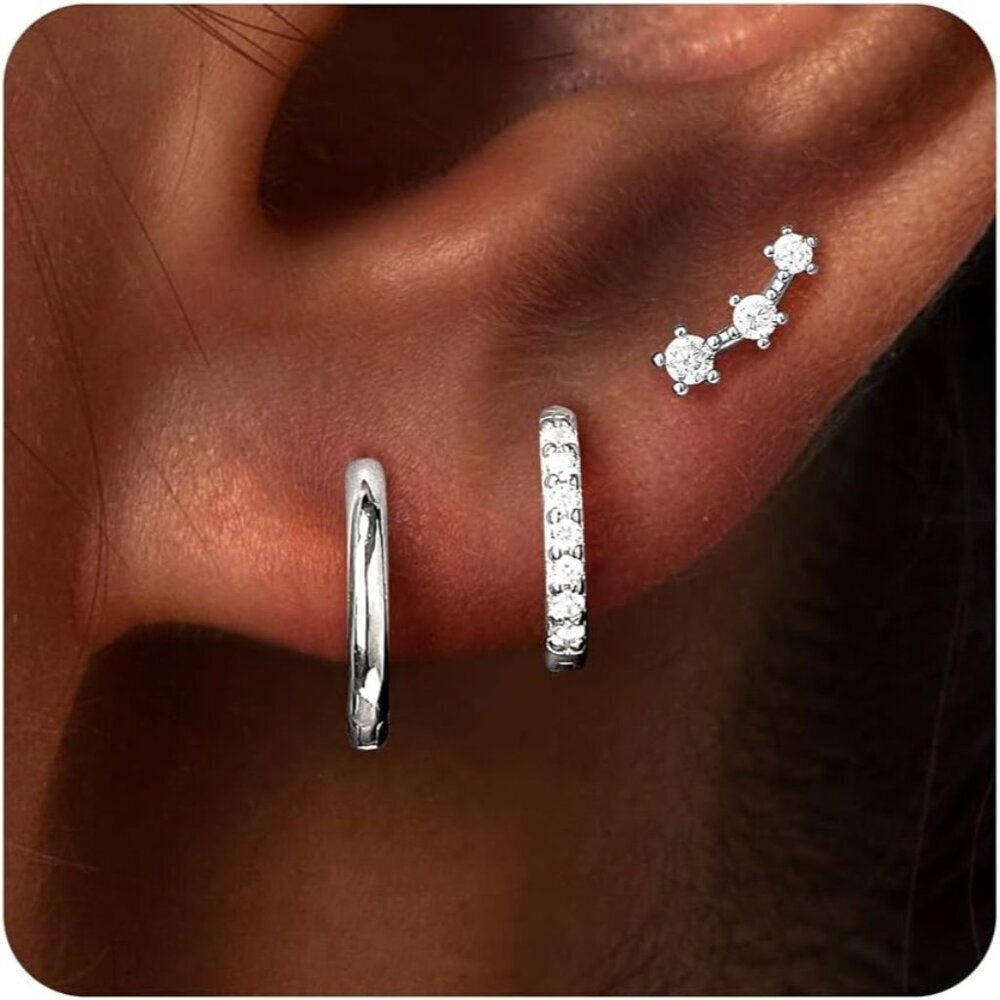 Women's Silver Climber Multiple Piercing Cubic Zircon Jewelry Earrings